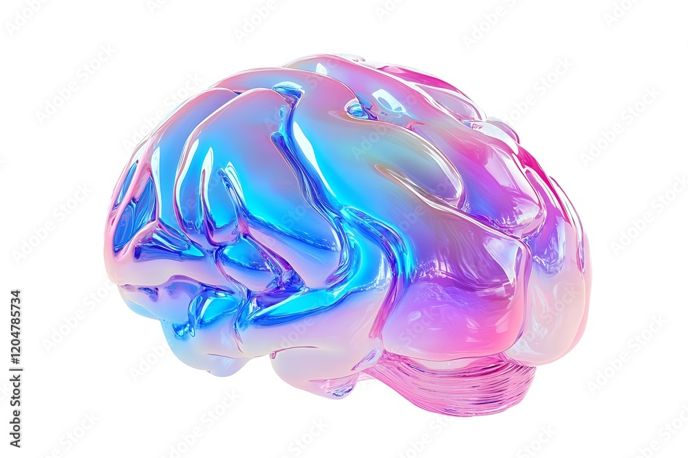 Iridescent 3D Brain Icon in Gradient Colors Iridescent 3D Brain Icon in Gradient Colors