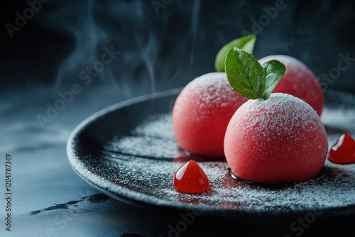 Red bean daifuku a type of Japanese confection photo