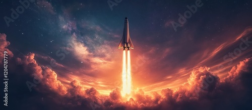 Wallpaper Mural Rocket launching into space at sunset. Torontodigital.ca