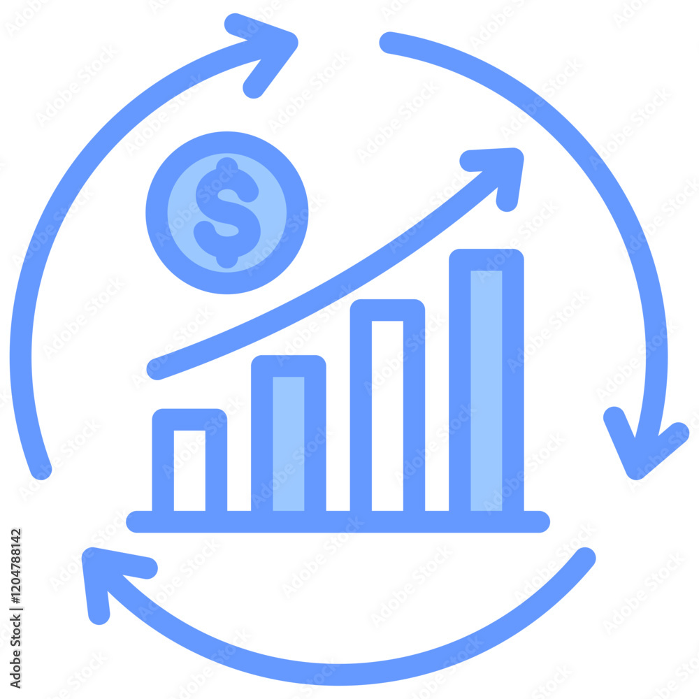 Business Sustainability Blue Icon Business Sustainability Blue Icon
