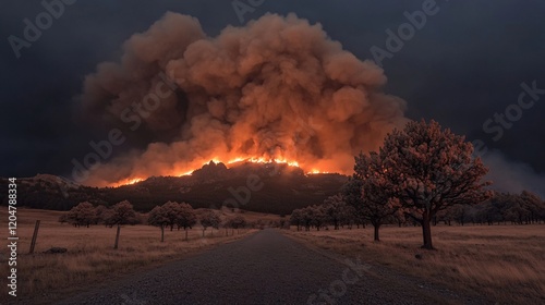 Raging Wildfire Spreading Across Maribou Landscape photo