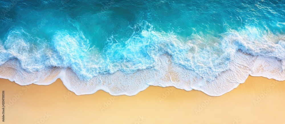 Obraz premium Ocean waves crashing on a sandy beach shore