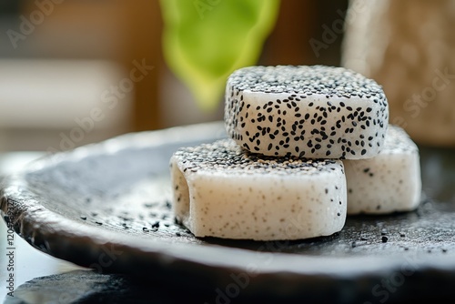 Segment of sesame rice cake photo