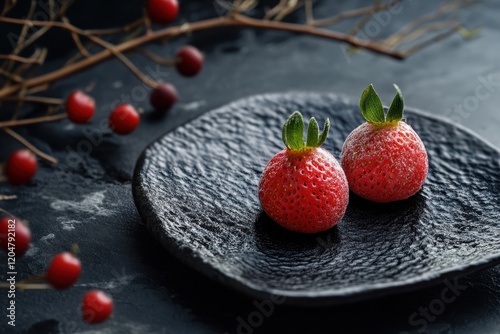 Strawberry filled Daifuku a type of Japanese sweet photo