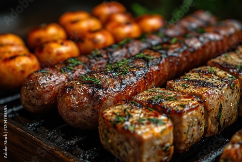 Grilled Sausages and Wrapped Steak with Cheese Apulian Cuisine photo