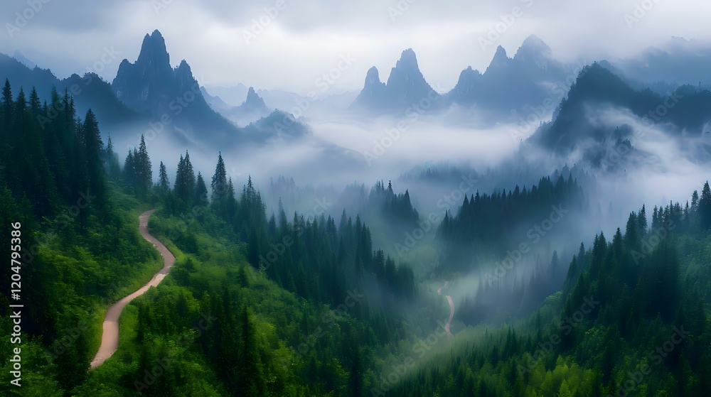 Fototapeta premium Misty Mountain Road