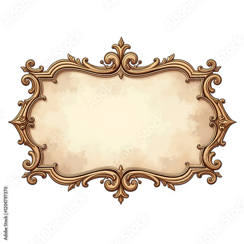 水彩ブランクヴィンテージアイボリーラベル 細かいボーダーのクリップアート 白い背景 リアルな反射 HD品質 自然光