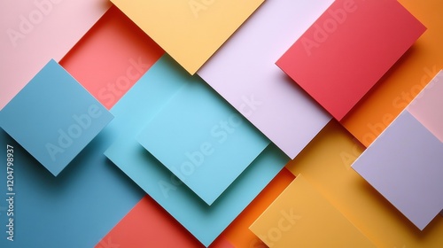 Free Download Colorful arrangement of paper squares and rectangles on a surface with a variety of hues and shades enhancing creativity. Generative AI - GFXLoad
