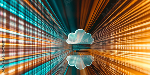 Cloud computing technology concept background, digital illustration generative AI