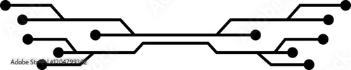 Printed circuit board or electronic motherboard icon. lines and dots connect. Digital tech. CPU, PCB printed circuit. Chip process. Input or output Cyber crime isolated on transparent background.