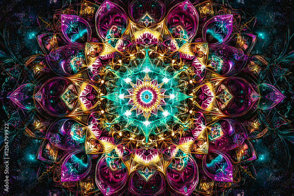 Mandala coloré, effet de kaléidoscope Mandala coloré, effet de kaléidoscope