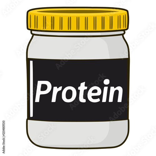 protein powder nutrition supplement jar flat color vector illustration template design