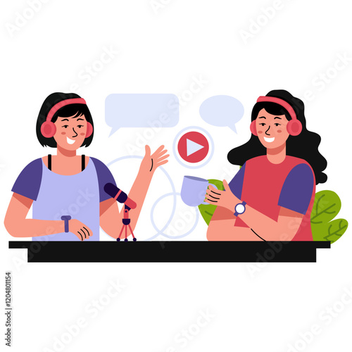 International Podcast Day Illustration. Flat Cartoon Vector Character