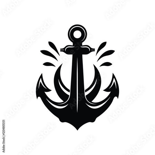 Silhouette ship anchor vector logo nautical ocean transport marine sailing emblem sea travel maritime vessel design harbor navy adventure boat symbol

