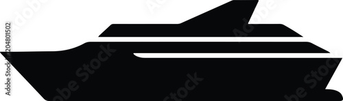 cruise boat icon over white background, silhouette style, vector illustration