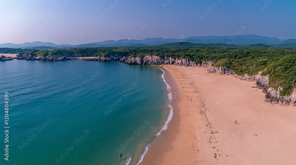 Aerial View of Beach and Parasailing Adventure Aerial View of Beach and Parasailing Adventure