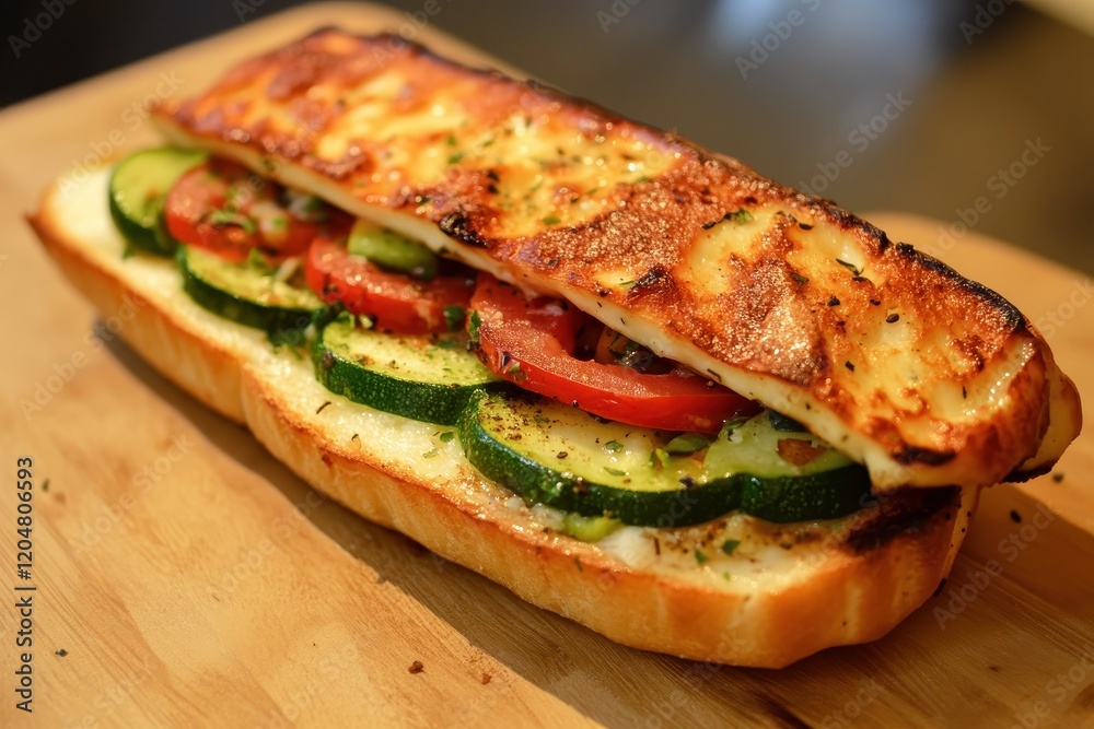 Vegetable filled homemade halloumi sandwich Vegetable filled homemade halloumi sandwich
