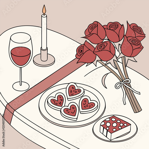 A cozy Valentine's Day dinner setup with a beautifully decorated table