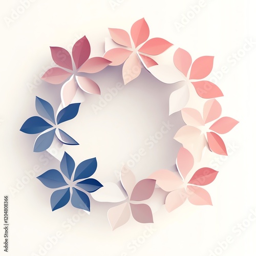 Colorful Paper Flower Wreath with Gradient Shades of Blue and Pink