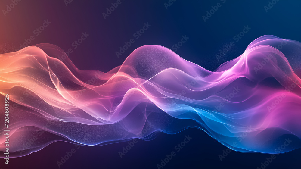 Obraz premium Abstract colorful flowing waves on a dark gradient background