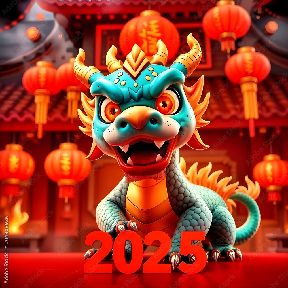 Naklejka premium Cute dragon Chinese New year