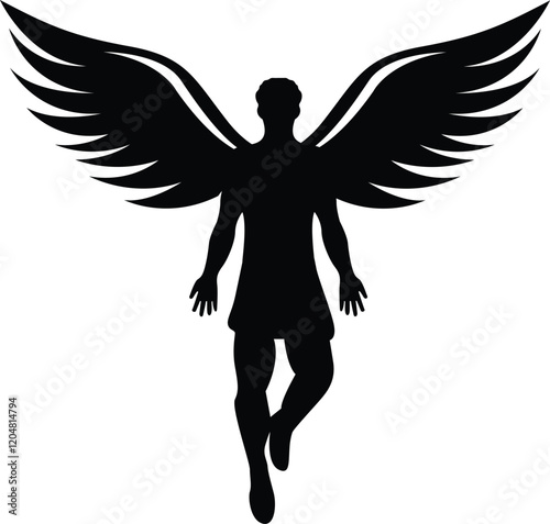 Flying Male Angel Silhouette Illustration