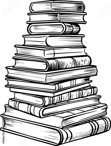 stack of books drawing