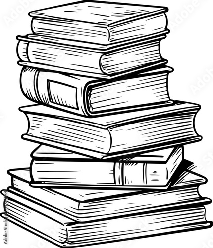 stack of books drawing