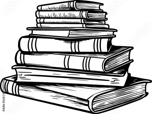 stack of books drawing