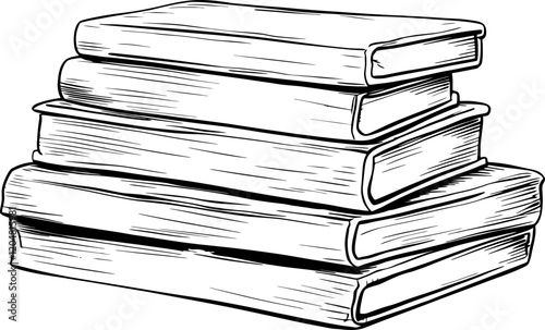 stack of books drawing