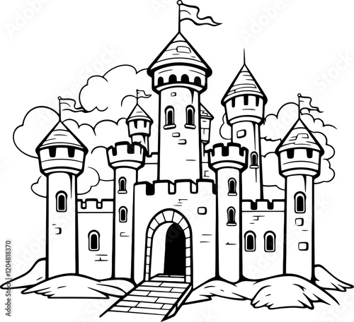 castle drawing outline