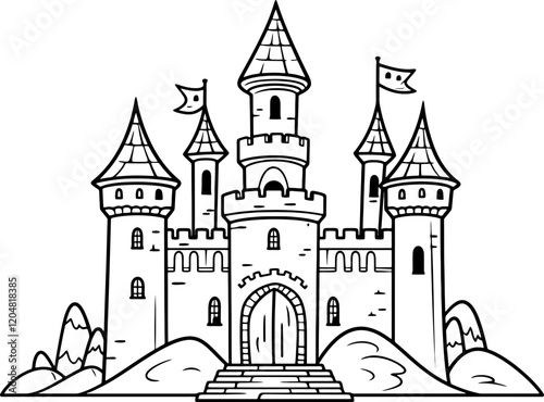 castle drawing outline