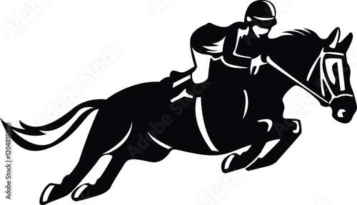 Silhouette of Horse Jockey on the Racing