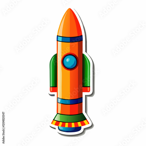 Generate a sticker template with a Rocket Space Cartoon isolated vector illustration in high regulation on an isolated white background (5)