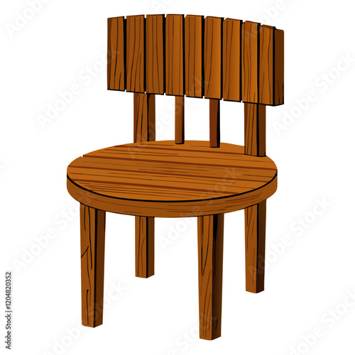 Round wooden chair on white vector illustration (1)