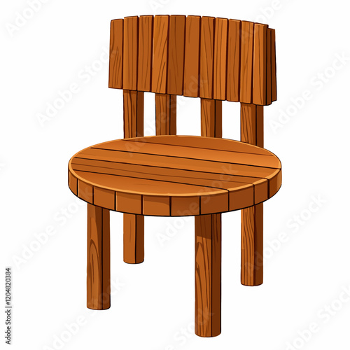 Round wooden chair on white vector illustration (3)