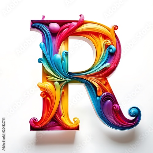 Rainbow Letter R - Paper Art