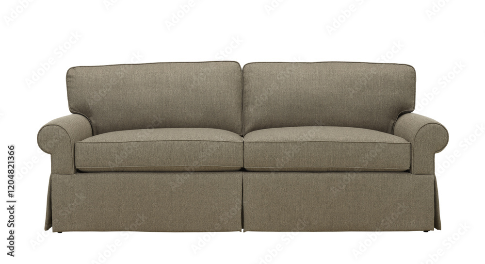 Fototapeta premium A modern armchair with wooden legs + clipping path. The chair is isolated on a white background. Furniture, interior object, sofa chair.