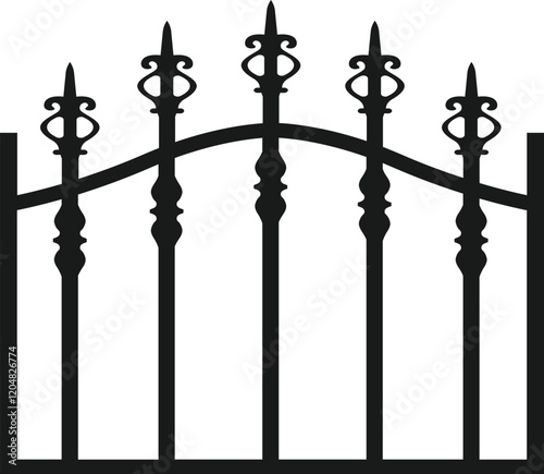 Wrought Iron Gate Fence design Illustration vector