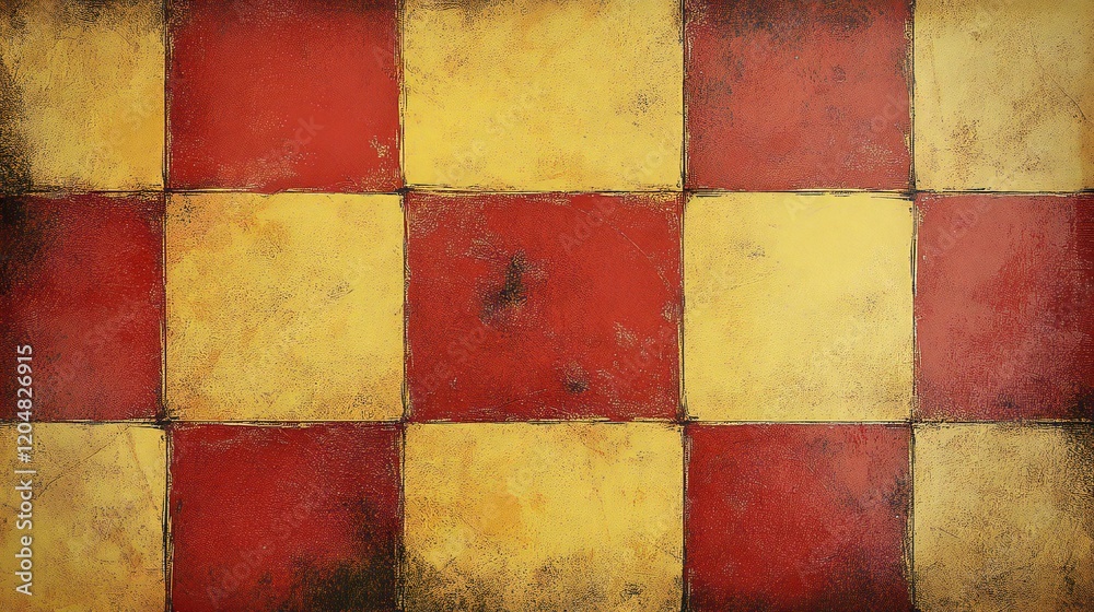 Checkerboard Pattern with Red and Yellow Tiles