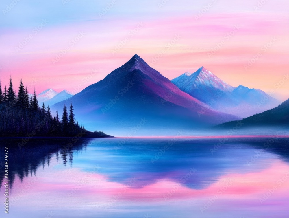 Serene mountains reflect in tranquil waters. Serene mountains reflect in tranquil waters.