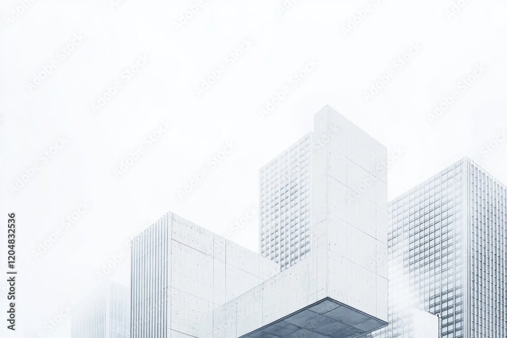 Minimalist Architectural Photography: Modern Cityscape in Fog Minimalist Architectural Photography: Modern Cityscape in Fog
