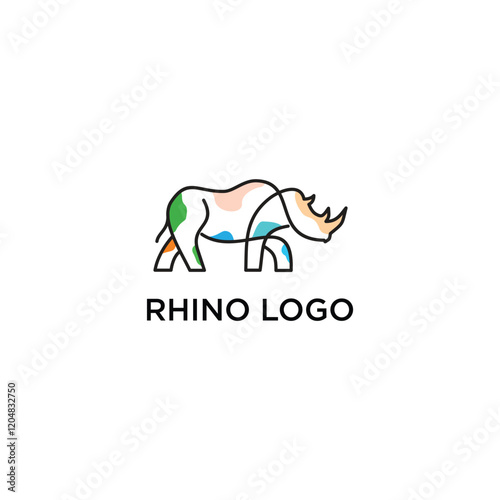 simple minimal rhino vektor logo outline style