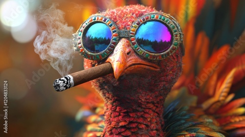 hippie looking turkey smoking cigar
