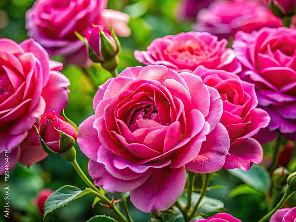 Exquisite high-resolution documentary photographs capture the vibrant beauty of blooming pink roses. Exquisite high-resolution documentary photographs capture the vibrant beauty of blooming pink roses.