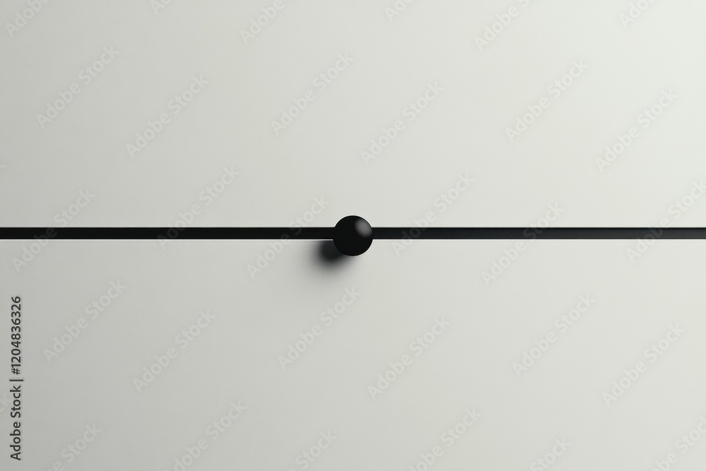 Minimalist design featuring a black sphere on a horizontal black line against a light background. Generative AI Minimalist design featuring a black sphere on a horizontal black line against a light background. Generative AI