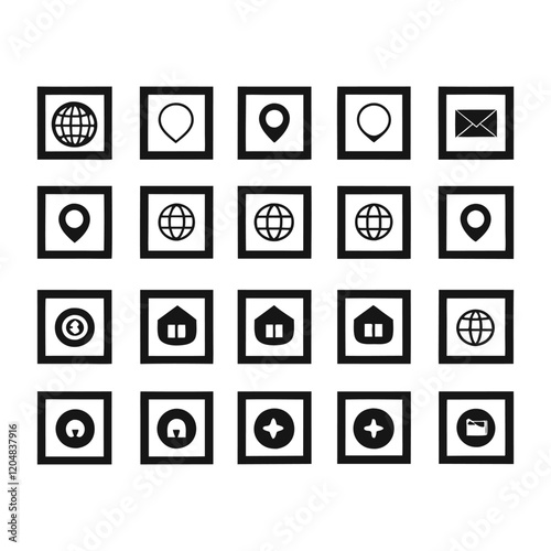 Line art icon set Web icons: Navigating Digital Communication Services Vector illustration