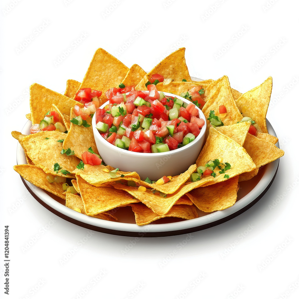 Crispy nachos served with fresh salsa, perfect for parties and gatherings Crispy nachos served with fresh salsa, perfect for parties and gatherings