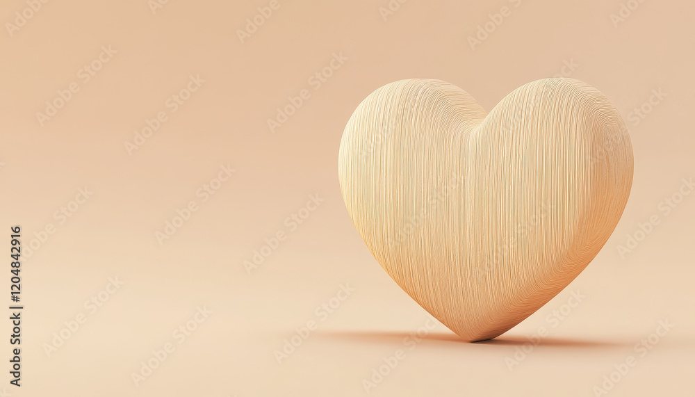 3D wooden heart with natural grain texture, symbolizing love and warmth 3D wooden heart with natural grain texture, symbolizing love and warmth