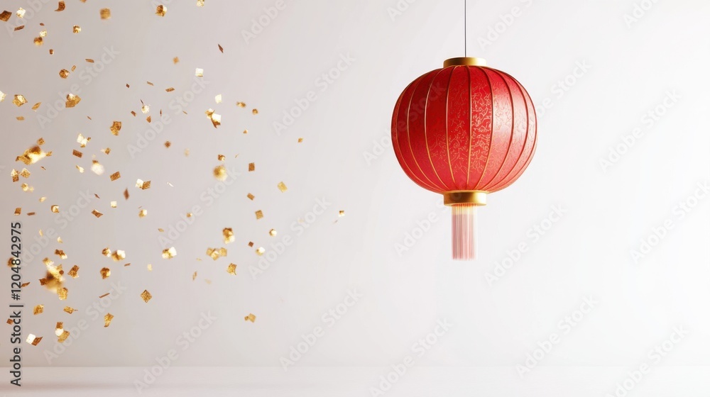Chinese New Year 2025 Elegance: Red Lantern with Golden Bokeh on a White Canvas Chinese New Year 2025 Elegance: Red Lantern with Golden Bokeh on a White Canvas